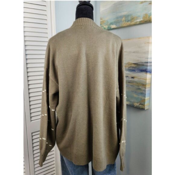 Les Serein Women's Petunia Cardigan Olive Ribbed Open Front Size Large Relaxed - Picture 4 of 7